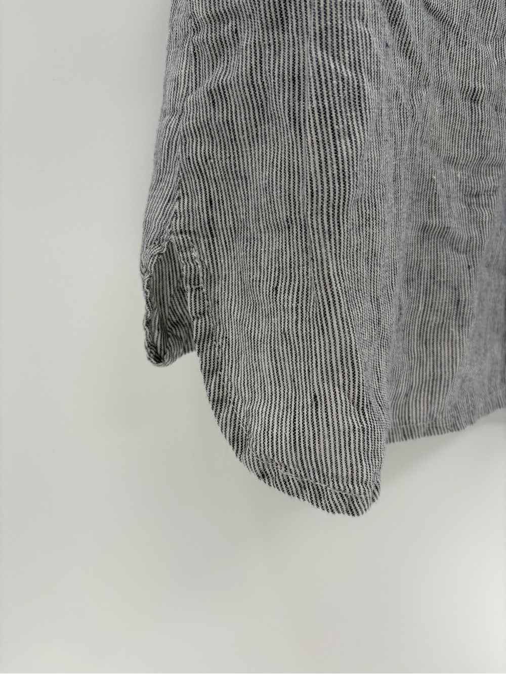 Flax linen Laganlook bohemian stripe grey shift v-neck pockets midi dress small - Picture 9 of 14